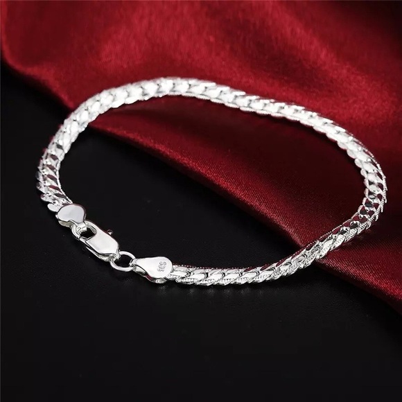 925 Silver Plated Unisex 5mm Snake Bracelet - Picture 5 of 7